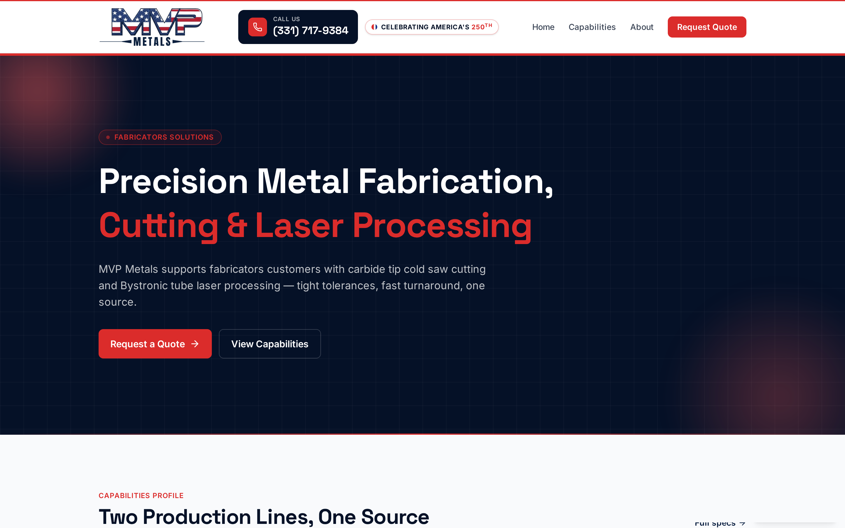 MVP Metals website preview